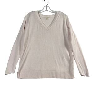 Eileen Fisher Long Sleeve Linen Relaxed Pullover Lightweight Sweater Pale Pink